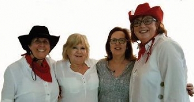 Cowgals Gill Cole, Candy Bliss, Carole Kaye and Barbara Kliner dressed for the part